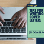 Hands on a laptop with text 'Tips for writing a cover letter'